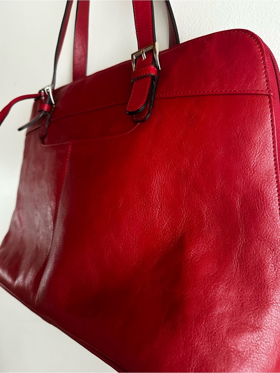Danier Handbags - Danier Red Leather Laptop Bag - Classic Working Women's Bag